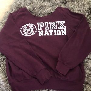 PINK OFF THE SHOULDER SWEATSHIRT